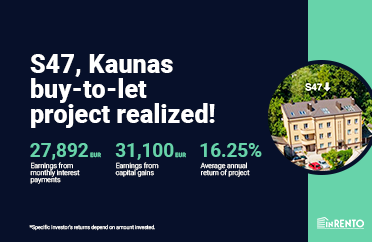 Investors earned 59 thousand EUR, project S47, Kaunas has been realized!